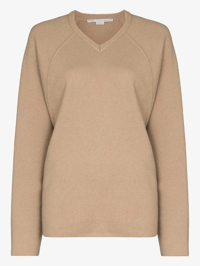 Shop Stella Mccartney V-neck Wool Sweater In Brown