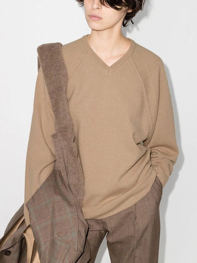 Shop Stella Mccartney V-neck Wool Sweater In Brown