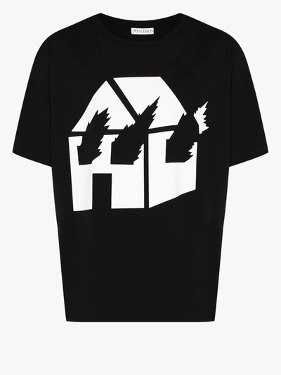 Shop Jw Anderson X David Wojnarowicz Burning House T-shirt In Black