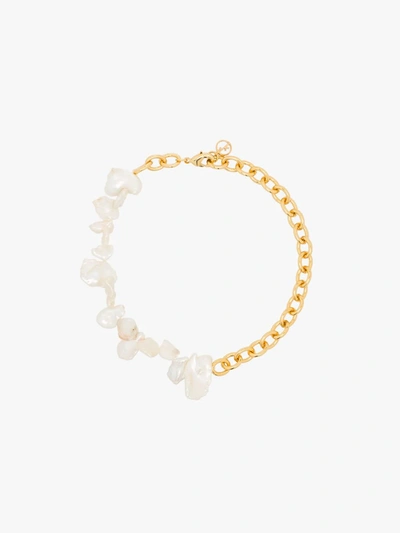 Shop Anissa Kermiche Gold-plated Two Faced Shelley Pearl Anklet