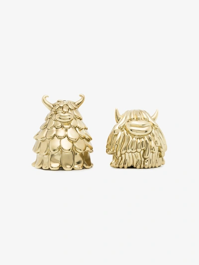 L'objet X Haas Brothers Gold Tone Niki And Simon Salt And Pepper Shakers In Metallic