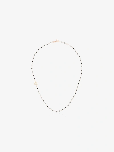Shop Gigi Clozeau 18k Rose Gold 42 Cm Diamond Star Beaded Necklace In Pink