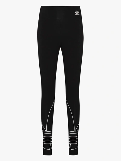 Shop Adidas Originals Trefoil Print Leggings In Black