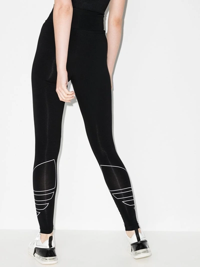 Shop Adidas Originals Trefoil Print Leggings In Black