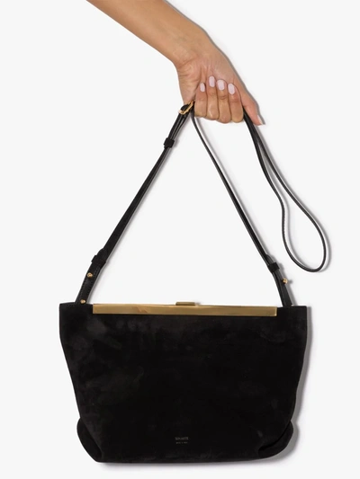 Shop Khaite Black Augusta Suede Cross Body Bag