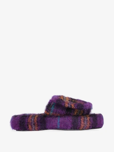 Shop Natasha Zinko Purple Felted Wool Slippers