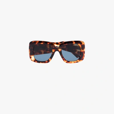 Shop Balenciaga Brown Blow Oversized Sunglasses