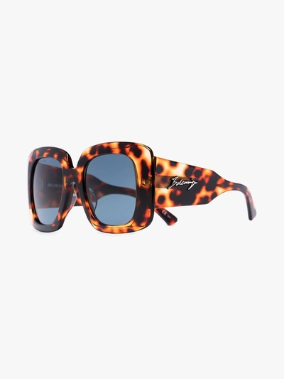 Shop Balenciaga Brown Blow Oversized Sunglasses
