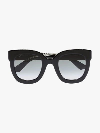 Shop Gucci Black Oversized Square Sunglasses