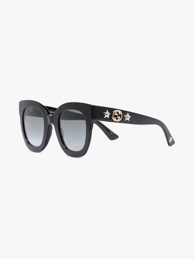 Shop Gucci Black Oversized Square Sunglasses