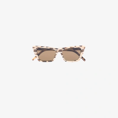 Shop Saint Laurent Neutral New Wave 276 Cat Eye Sunglasses In Neutrals