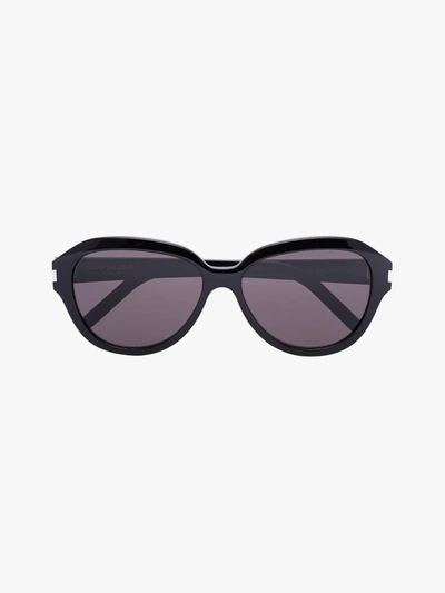 Shop Saint Laurent Black 400 Round Sunglasses