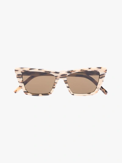 Shop Saint Laurent Neutral New Wave 276 Cat Eye Sunglasses In Neutrals