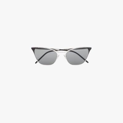 Shop Saint Laurent Silver Tone 409 Cat Eye Sunglasses In Black