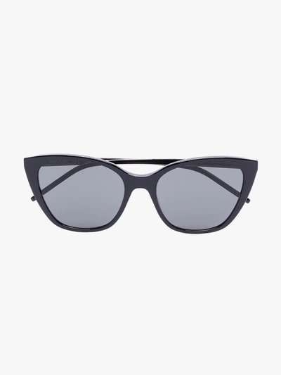 Shop Saint Laurent Black M69 Cat Eye Sunglasses