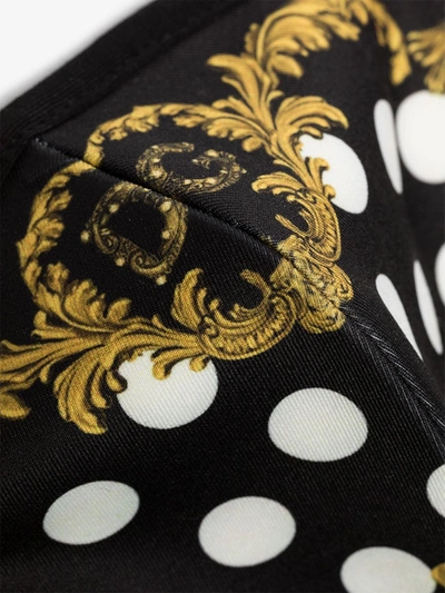 Shop Dolce & Gabbana Black Baroque Polka Dot Print Face Mask