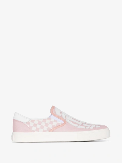 Shop Amiri White Pink And Skeleton Slip-on Sneakers
