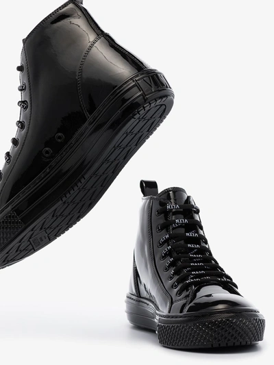 Shop Valentino Black Giggies High Top Patent Leather Sneakers