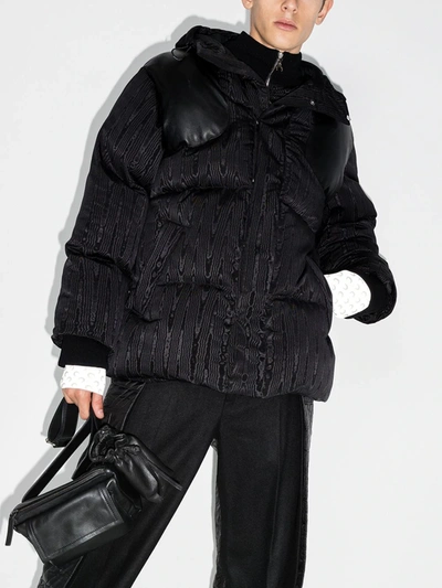 Shop Marine Serre Double Layered Puffer Jacket In Black