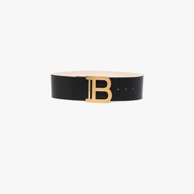 Shop Balmain Black Leather Waist Belt
