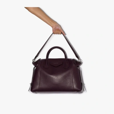 Shop Givenchy Purple Antigona Soft Medium Leather Tote Bag