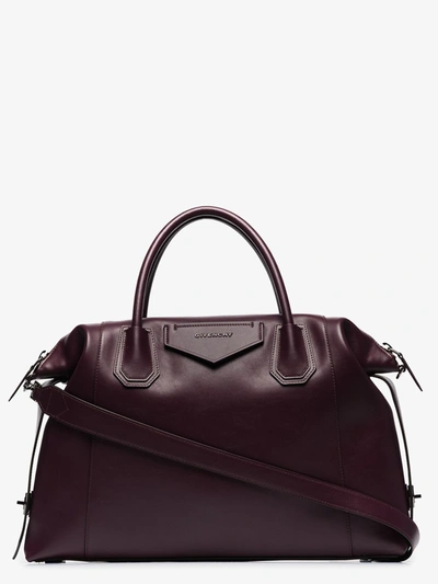 Shop Givenchy Purple Antigona Soft Medium Leather Tote Bag