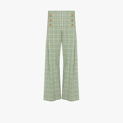 Shop Rosie Assoulin Checked Sailor Trousers In Green