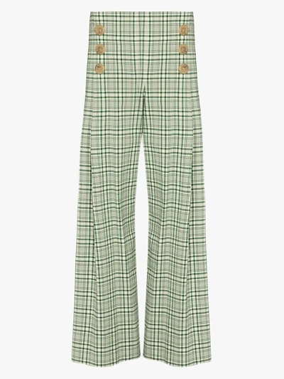 Shop Rosie Assoulin Checked Sailor Trousers In Green