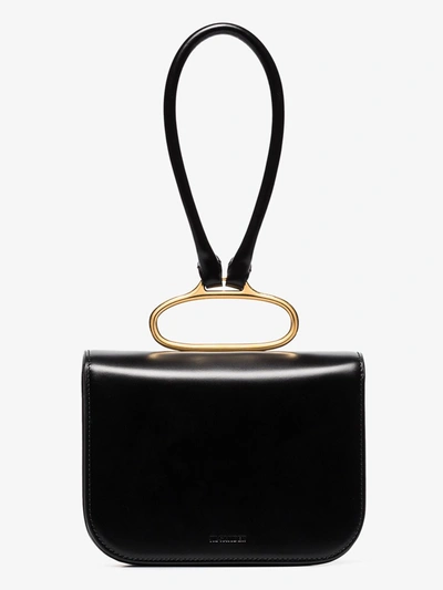 Shop Jil Sander Black Handlebar Leather Clutch Bag