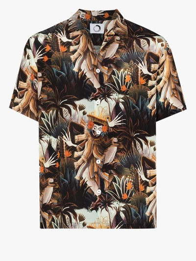 Shop Endless Joy Jauk Aloha Printed Silk Shirt In Black