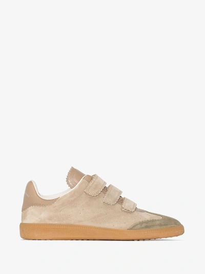 Marant Beth Mixed Leather Triple-grip Sneakers In Brown |