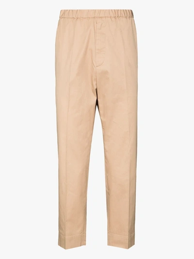 Shop Jil Sander Cropped Cotton Trousers In Neutrals