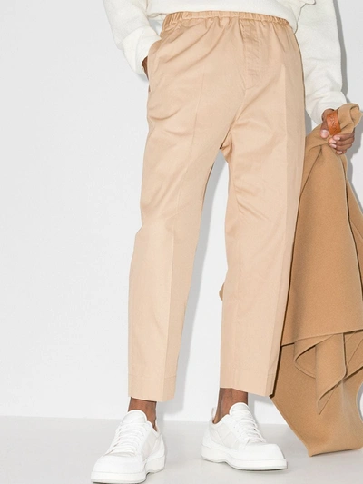 Shop Jil Sander Cropped Cotton Trousers In Neutrals