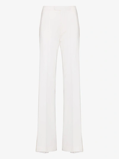 Shop Attico Flared Wool Trousers In Neutrals