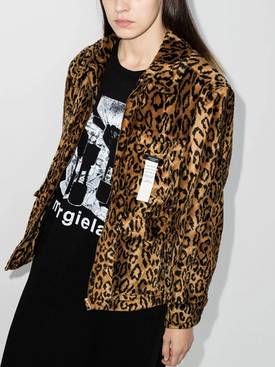 Shop We11 Done Leopard Faux Fur Jacket In Brown