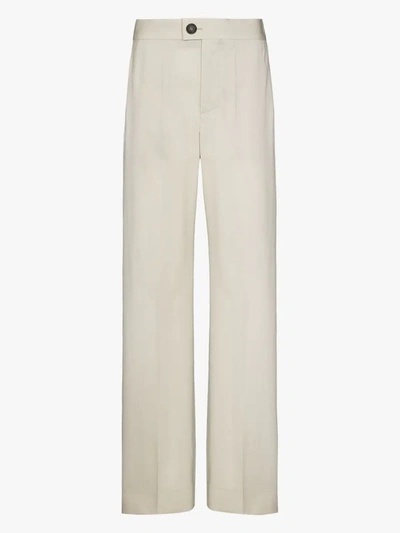 Shop Kwaidan Editions Straight Leg Wool Trousers In Neutrals