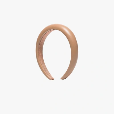 Shop Jennifer Behr Beige Marcy Faux Leather Headband In Neutrals