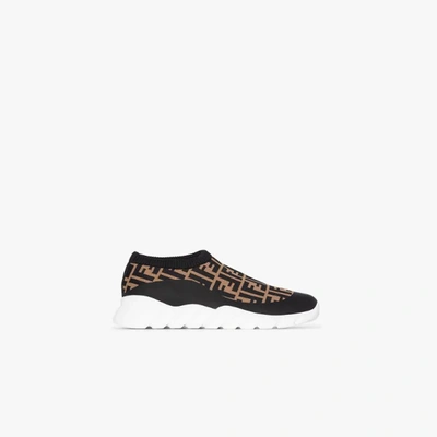 Shop Fendi Brown Ff Sock Sneakers