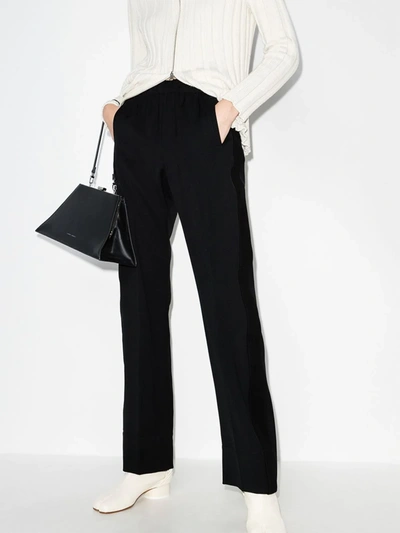 Shop Wales Bonner High Waist Straight Leg Trousers In Black