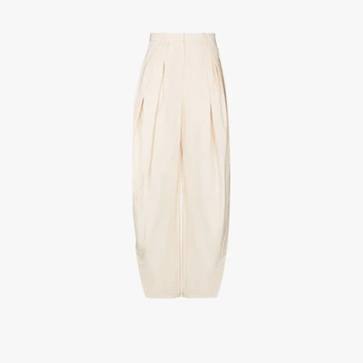 Shop Rosie Assoulin Neutrals Side Split Palazzo Pants