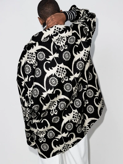 Shop Edward Crutchley Patterned Wool Coat In Black