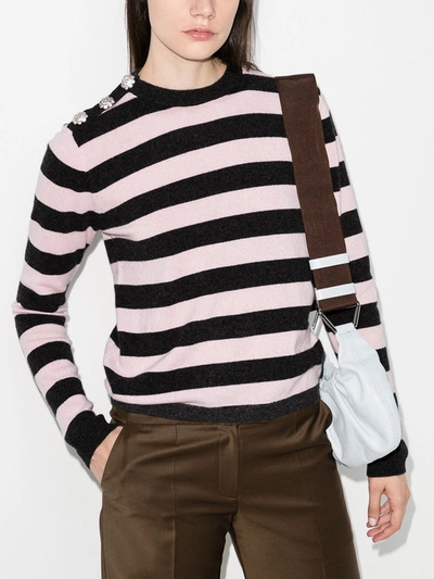 Shop Ganni Striped Cashmere Sweater In Pink