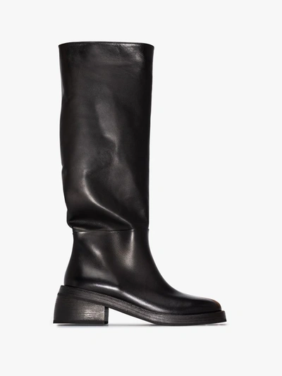 Shop Marsèll Knee-high Leather Boots In Black