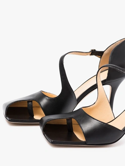 Shop A.w.a.k.e. Black Mary 80 Asymmetric Leather Sandals
