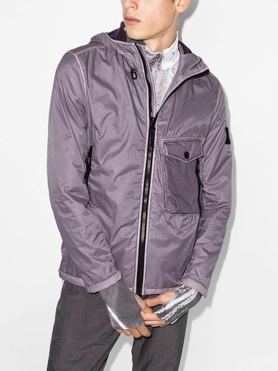 Shop Stone Island Hooded Shell Jacket In Purple