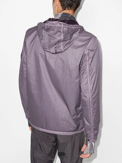 Shop Stone Island Hooded Shell Jacket In Purple