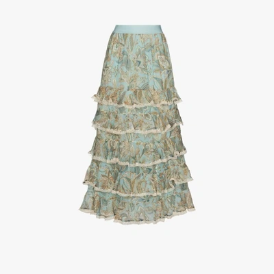 Shop Zimmermann Ladybeetle Paisley Print Tiered Skirt In Multicolour