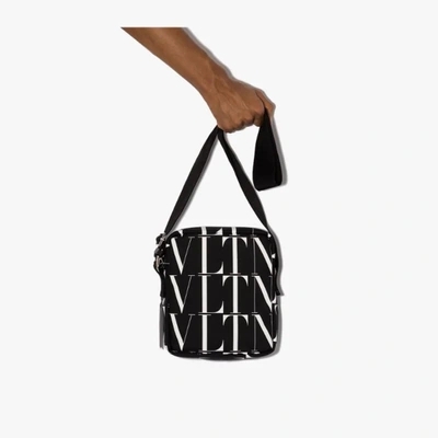 Shop Valentino Black Vltn Logo Camera Bag