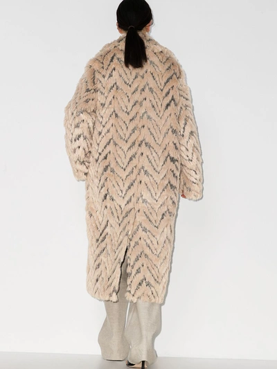 Shop Stella Mccartney Kira Double-breasted Faux Fur Coat In Neutrals