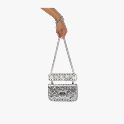 damp Diskant realistisk Valentino Garavani Garavani Mini Rockstud Spike. It Glitter Shoulder Bag In  Metallic | ModeSens